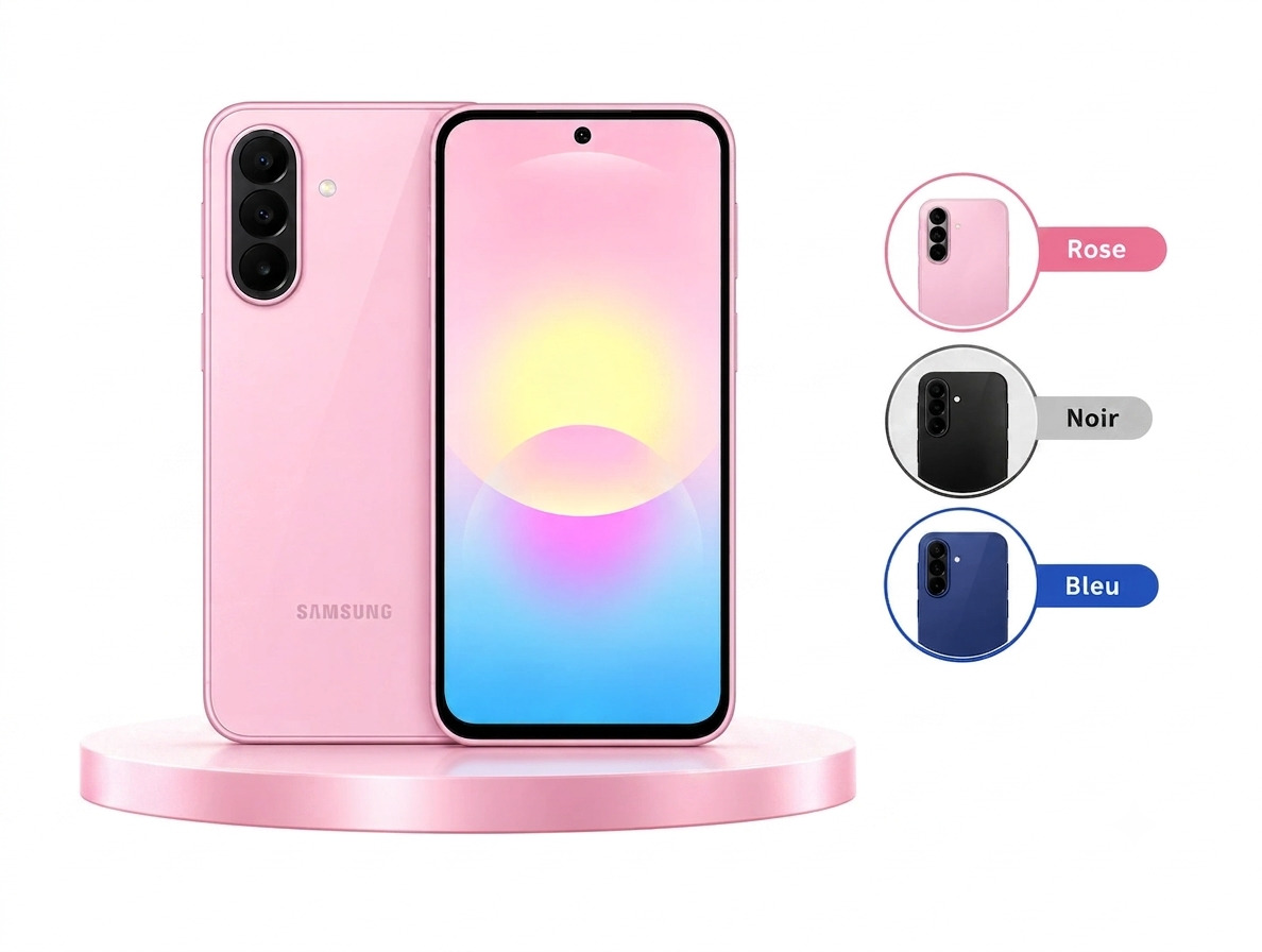Galaxy A27 coloris Awesome Mint posé sur un tissu vert
