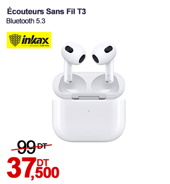 Écouteurs Sans Fil INKAX T3 Bluetooth - Blanc