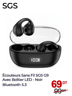 Écouteurs Bluetooth SGS G9 Avec Boîtier LED - Noir