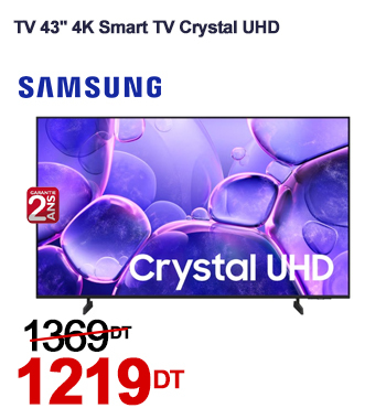 TV SAMSUNG 43'' 4K Smart TV Crystal UHD -Noir