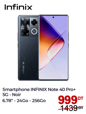 Smartphone INFINIX Note 40 Pro+ 5G 24Go 256Go - Noir