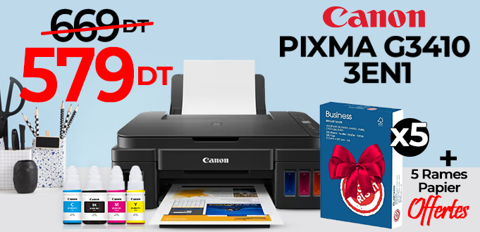 Imprimante CANON Pixma G3410 à Réservoir Intégré Wifi 3en1 Couleur
