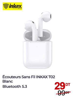 Écouteurs Sans Fil INKAX T02 Bluetooth - Blanc