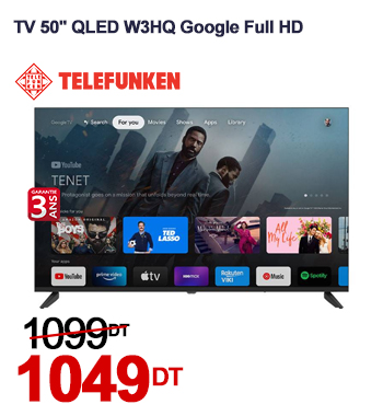TV TELEFUNKEN 50 QLED W3HQ Google TV Full HD - Noir
