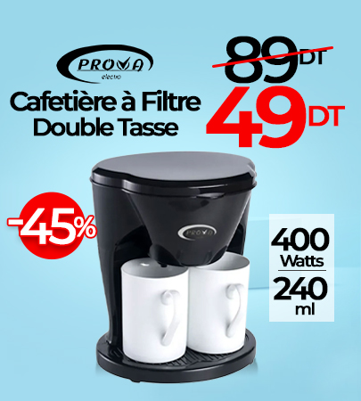 Cafetière à Filtre PROVA PE-808 Double Tasse 400W - Noir