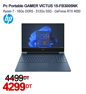 PC Portable Gamer HP Victus 15-fb3005nk AMD RYZEN 7 16Go RTX 4050