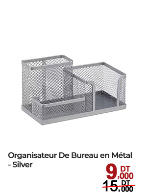 Organisateur De Bureau en Métal - Silver
