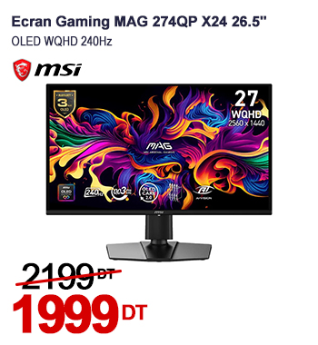 Ecran Gaming MSI MAG 274QP QD-OLED X24 26.5'