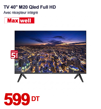 Tv MAXWELL 40'' M20 Qled Full HD + Récepteur Intégré