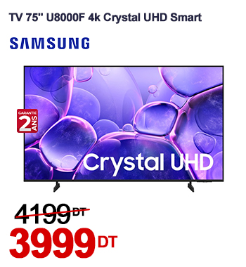 TV SAMSUNG 75'' Crystal UHD U8000F 4K Smart TV