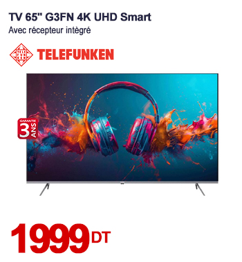 TV TELEFUNKEN G3FN 4K UHD Smart TV 65'' Avec Récepteur Intégré