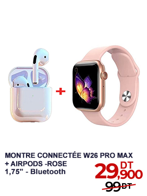 Coffret W26 PRO MAX Montre Connectée + Airpods