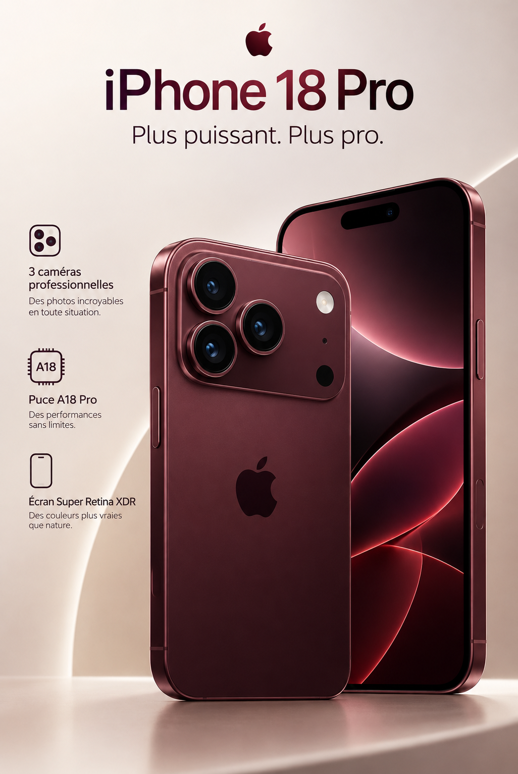 Smartphone dernière génération tenu en main, écran allumé