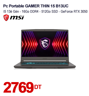 PC Portable Gamer MSI Thin 15 B13UC 