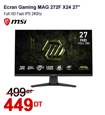 Ecran Gaming MSI MAG 272F X24 27' '' Full HD Fast IPS 240Hz 0,5ms