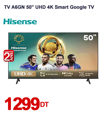 TV Hisense A6GN 50' UHD 4K Smart Google TV - Noir