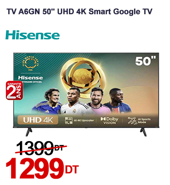 TV Hisense A6GN 50' UHD 4K Smart Google TV - Noir