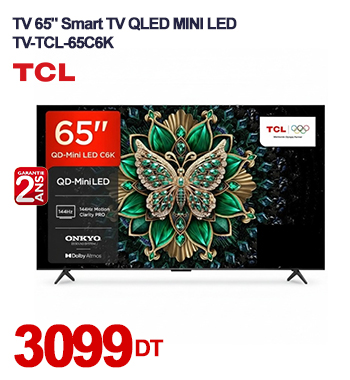 TV TCL 65'Smart TV QLED MINI LED TV-TCL-65C6K- Noir