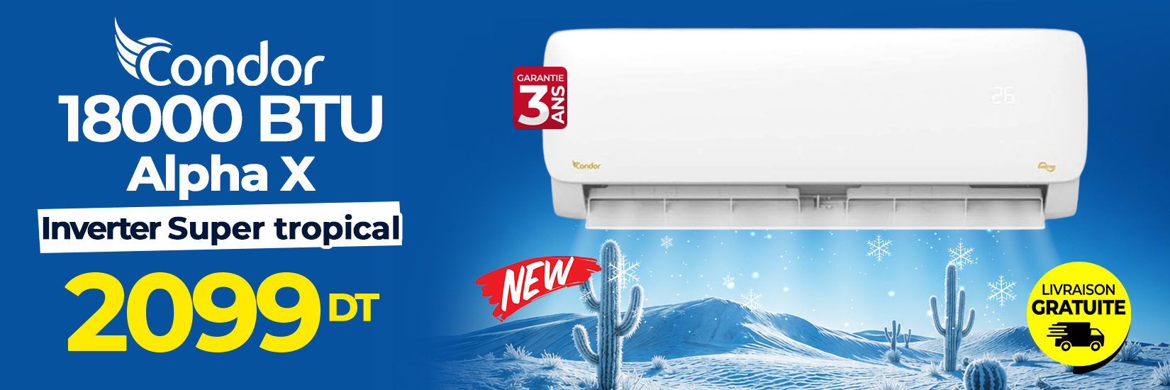 Climatiseur Condor 18000 BTU Alpha X Tropicalisé Inverter