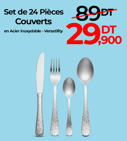 Set de 24 Pièces Couverts en Acier inoxydable