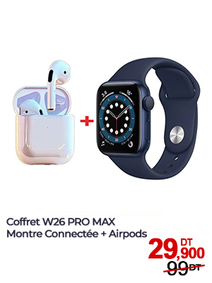 coffret W26 PRO MAX Montre Connectée + Airpods