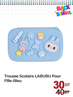 Trousse Scolaire LABUBU Pour Fille - Bleu