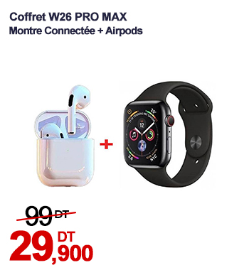 Coffret W26 PRO MAX Montre Connectée + Airpods