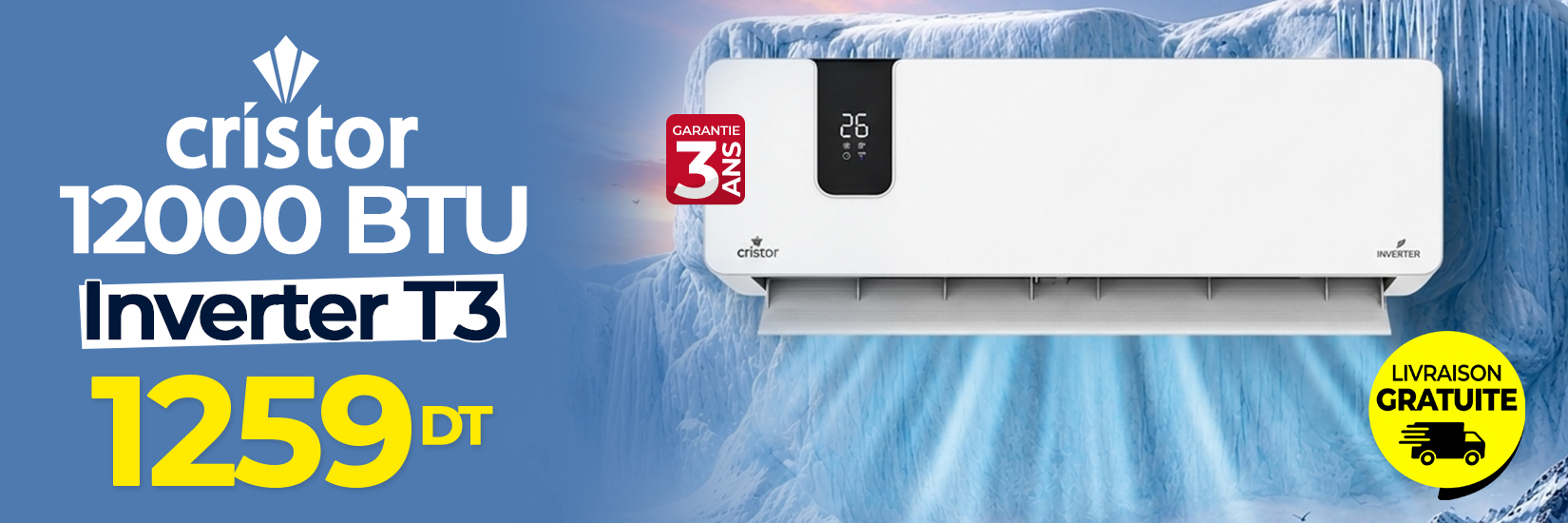 Climatiseur CRISTOR 12000 BTU Inverter Tropicalisé