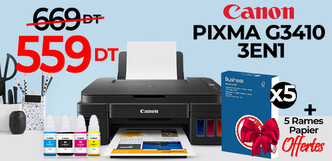 Imprimante CANON Pixma G3410 à Réservoir Intégré Wifi 3en1 Couleur