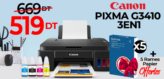 Imprimante CANON Pixma G3410 à Réservoir Intégré Wifi 3en1 Couleur