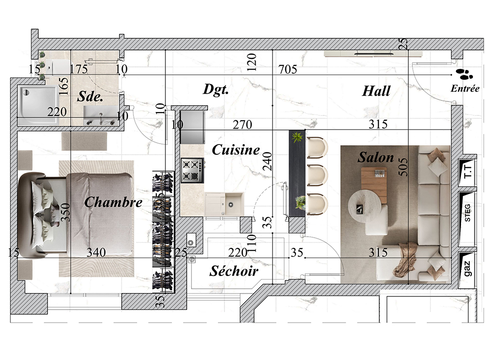 plan appartement s+1