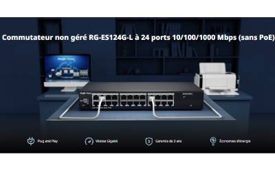 Switch RUIJIE RG-ES124G-L 24 Ports 10/100/1000 Mbps sans PoE