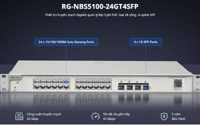 Switch L3 RUIJIE REYEE RG-CS83-24GT4XS-PD 24GE + 4 SFP+