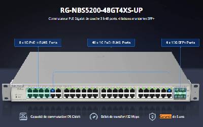 Switch RUIJIE L2 RG-NBS5200-48GT4XS-UP PoE 48 Ports Gigabit